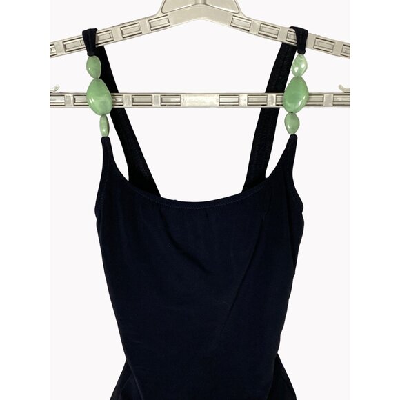 Lisa Curran Women’s One-Piece Swimsuit Size 4 Black Turquoise Strap Detail New - Picture 2 of 7